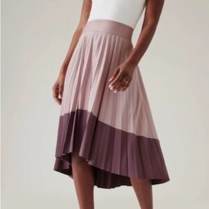 Athleta High-Low Pleated Skirt in Pink and Purple